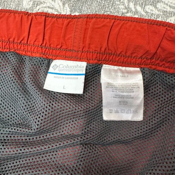 Columbia Men's Cargo Shorts L Red Mesh Lined with Belt Casual Summer - Picture 6 of 6